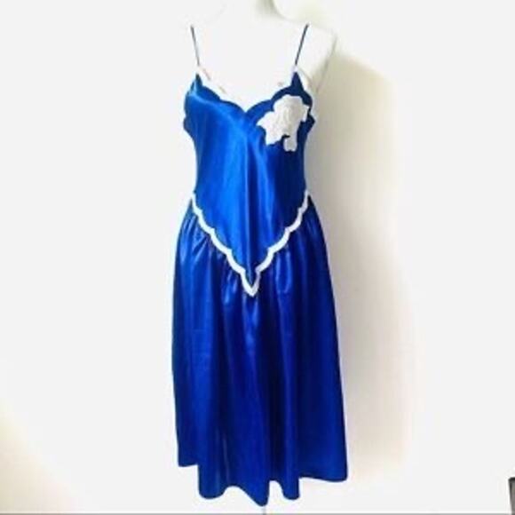 Vintage Victoria Secret Royal Blue Slip Dress - Picture 1 of 5